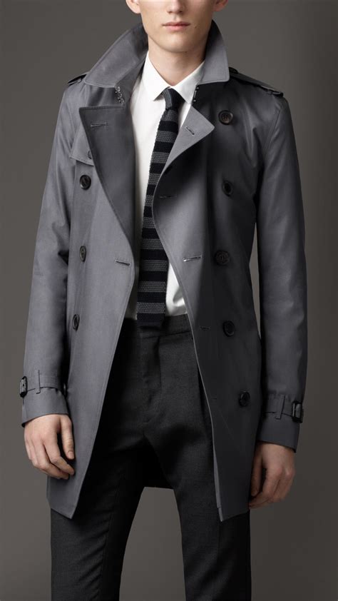 burberry cotton coat grey